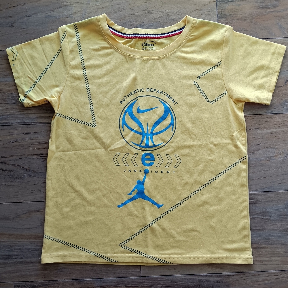Nike Yellow Kids Shirt with Blue Graphic by